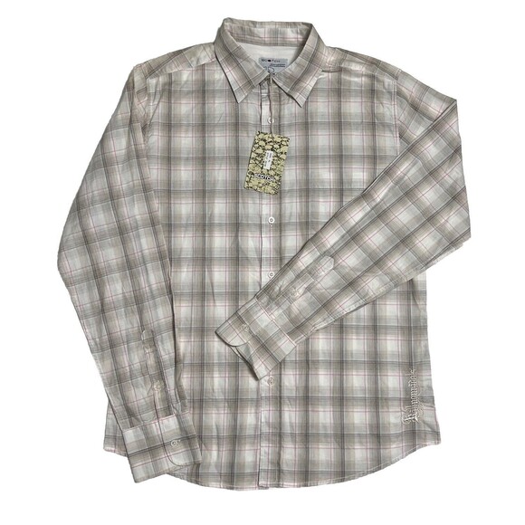 SCOTCH Plaid Shirt SPADE Graphics Men's XL Beige Casual Button Up NWT - Picture 3 of 17
